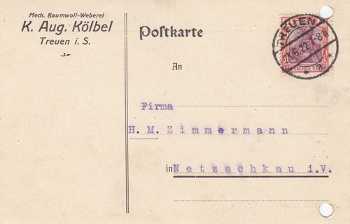 Treuen postkarte 1922 k - treuen,, 1922,