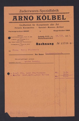 Leipzig rechnung 1931 arno - leipzig,,